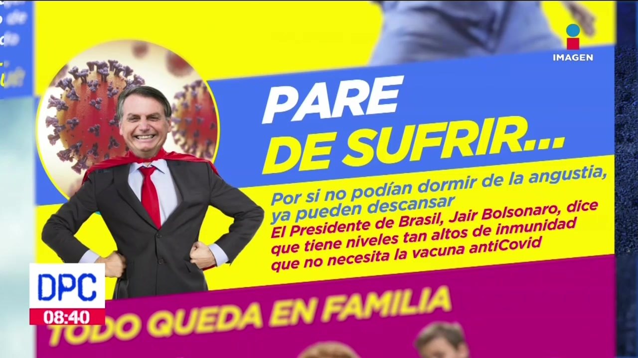 Jair Bolsonaro dice que tiene niveles altos de inmunidad