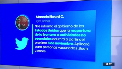 Frontera terrestre entre México y EU será abierta el 8 de noviembre