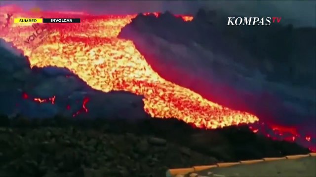 Akibat 2 Kali Gempa Bumi, Lahar Panas Mengalir Deras dari La Palma ke Laut Atlantik