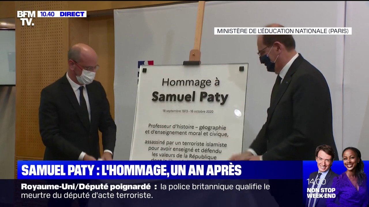 Jean Castex et Jean-Michel Blanquer dévoilent la plaque en hommage à Samuel Paty