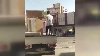 Kamyonet kasasında şaşırtan görüntü