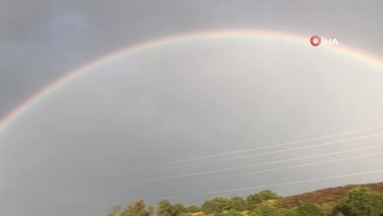 Çanakkale'de çifte gökkuşağının mest eden görüntüsü