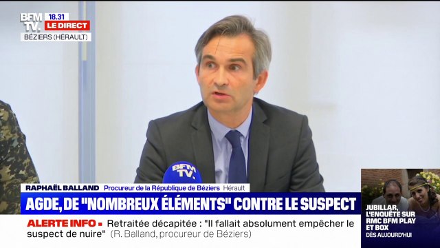 Retraitée décapitée à Agde: le procureur de Béziers évoque d'importants troubles de la mémoire chez le suspect