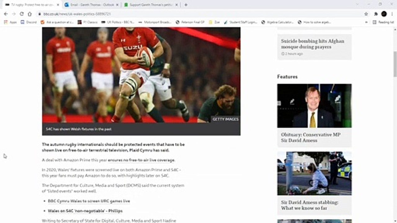 Gareth Thomas Reporting - International Rugby Union Petition