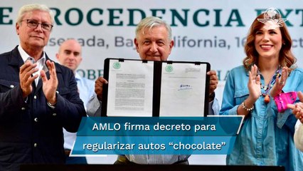 AMLO firma decreto para regularizar autos "chocolate"; inicia en estados fronterizos con EU