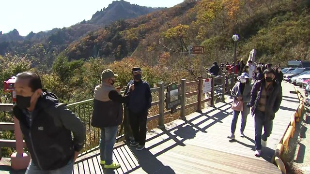 때 이른 추위 속 단풍 절정...나들이객 '북적' / YTN