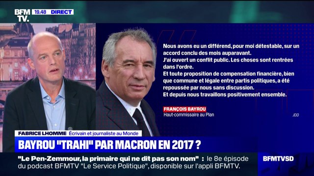 Bayrou a-t-il été trahi par Emmanuel Macron en 2017 ?