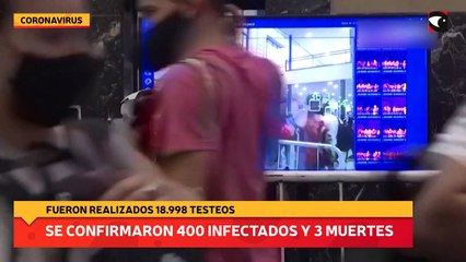 Se confirmaron 400 infectados y 3 muertes
