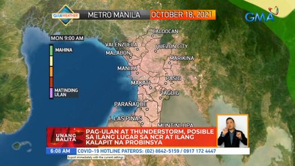 Pag-ulan at thunderstorm, posible sa ilang lugar sa NCR at ilang kalapit na probinsya | UB
