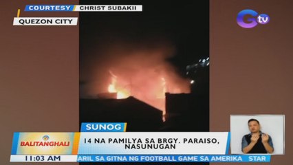 14 na pamilya sa Brgy. Paraiso sa Quezon City, nasunugan | BT