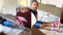 'Kid trips up on mom's foot while running around the house '