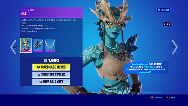 GIA “OUTFIT” (EPIC) 1600 V BUCKS - FORTNITE CHAPTER 2 SEASON 6