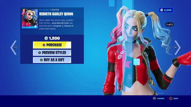 REBIRTH HARLEY QUINN “OUTFIT” (DC SERIES) 1200 V BUCKS - FORTNITE CHAPTER 2 SEASON 6