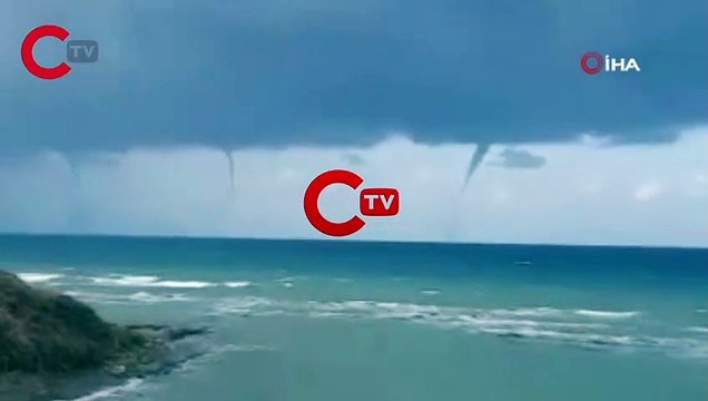 Hatay'da aynı anda 3 hortum oluştu, yurttaşlar endişe içinde izledi.