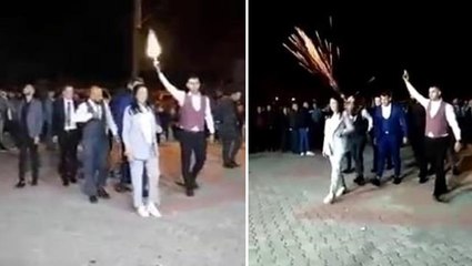 Kurtlar Vadisi dizi çekimi değil takı töreni! Onlarca davetlinin olduğu düğünde havaya ateş ederek geldiler