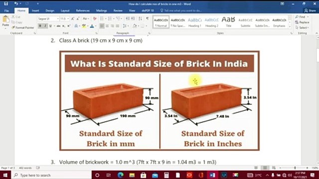 How to Calculate the Nos of Bricks in 1 m3
