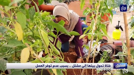 لعدم توفر فرصة عمل.. رهام المشاقبة تحول بيتها إلى مشتل