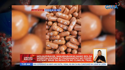 Molnupiravir, nakababawas nang 50% sa hospitalization at pagkamatay ng COVID patient, base sa resulta ng clinical trial | UB