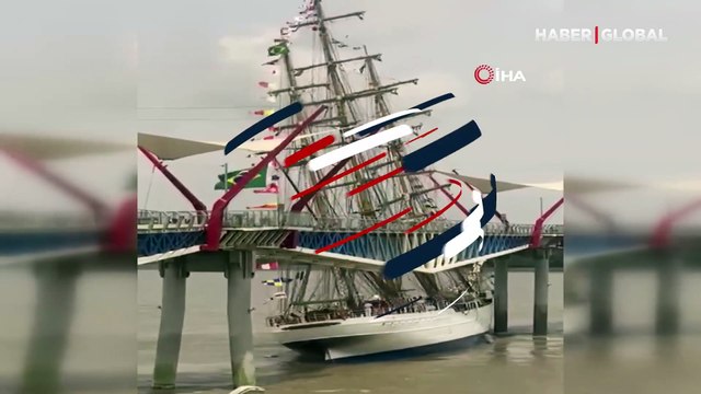 Brezilya Donanması’na ait eğitim gemisi köprüye çarptı