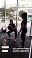 Pamela Acosta sudando la gota gorda con ejercicios en gimnasio - instagram stories