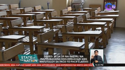 DepEd: 30 sa 59 na inisyal na inaprubahang eskuwelahan ang matutuloy sa face-to-face classes | SONA