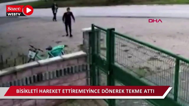 Bisikleti ücretsiz kullanamayınca döner tekme attı