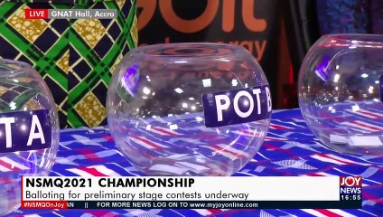 Live: NSMQ2021 Championship: Balloting for Preliminary Stage Contests Underway- JoyNews (19-10-21)
