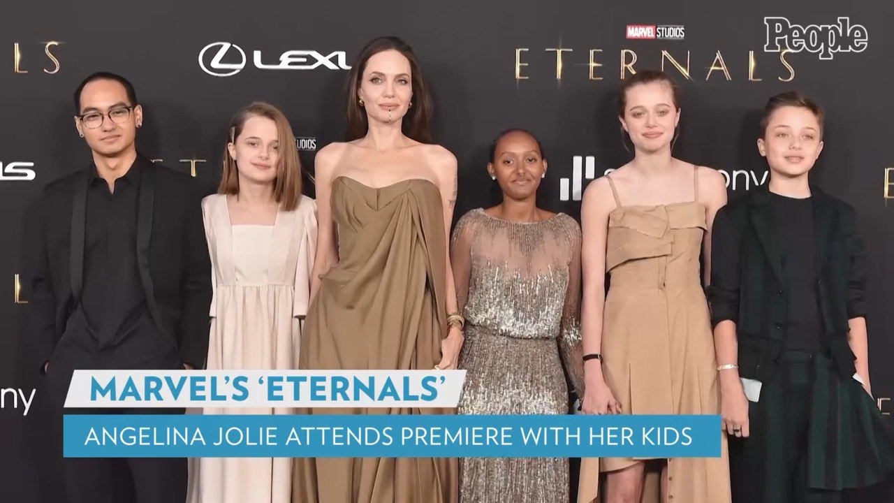Angelina Jolie Brings Kids Maddox, Zahara, Shiloh, Vivienne and Knox to Eternals Premiere