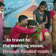 Kerala Bride And Groom Sail To Wedding Venue In Cooking Pot Amid Flooded Roads