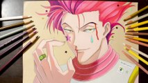 How to draw Hisoka Morow with colored pencils p2