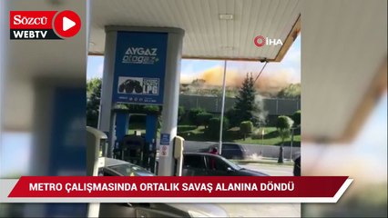Metro çalışması sırasında patlatma! Ortalık savaş alanına döndü