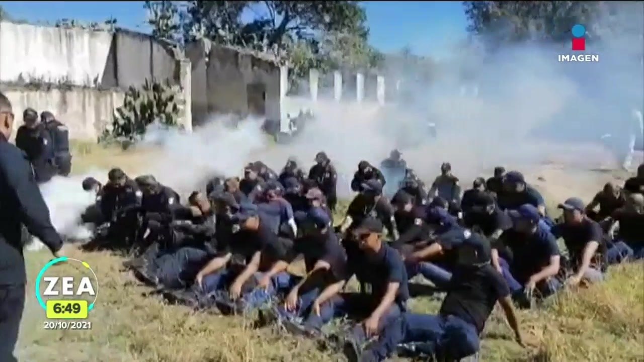 Policías en Tlaxcala son entrenados con gas lacrimógeno