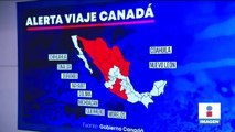 Canadá emite alerta de viaje por violencia en 13 estados de México