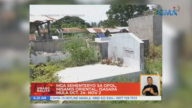 Mga sementeryo sa Opol, Misamis Oriental, isasara mula Oct. 24-Nov. 2 | UB