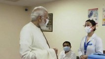 PM Modi meets healthcare workers at RML Hospital as India crosses 100 cr Covid vaccination mark