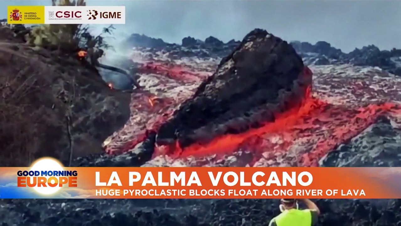 River of lava flows from La Palma volcano over a month after it began erupting