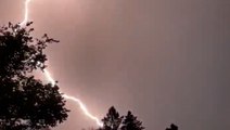 Lightning illuminates gloomy Wisconsin skies amid thunderstorm