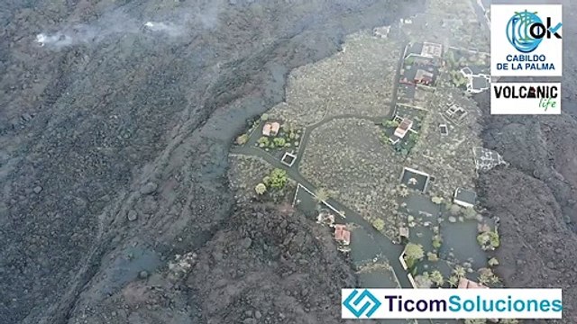 El dron de rescate no halla rastro de los cuatro perros atrapados por la lava en La Palma