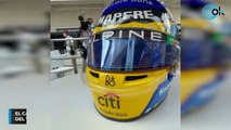 El casco solidario de Fernando Alonso en homenaje a los afectados del volcán de La Palma
