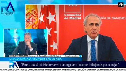 Ruiz Escudero sobre el covid en Madrid: 'Bajando y menos de 300 hospitalizados'