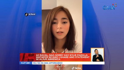 AJ Raval, nags-sorry kay Kylie Padilla matapos niyang i-share ang statement ni Aljur Abrenica | UB