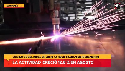 La actividad creció 12,8 % en Agosto