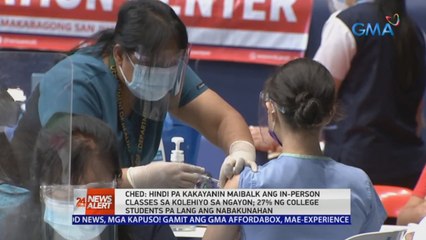 CHED: Hindi pa kakayanin maibalik ang in-person classes sa kolehiyo sa ngayon | 24 Oras News Alert