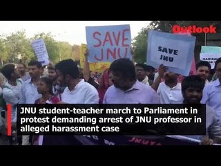 JNU student-teacher march to Parliament in protest for their demands