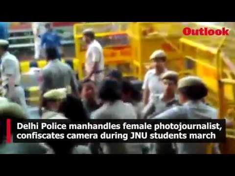 Delhi Police manhandles female photojournalist, confiscates camera during JNU students march