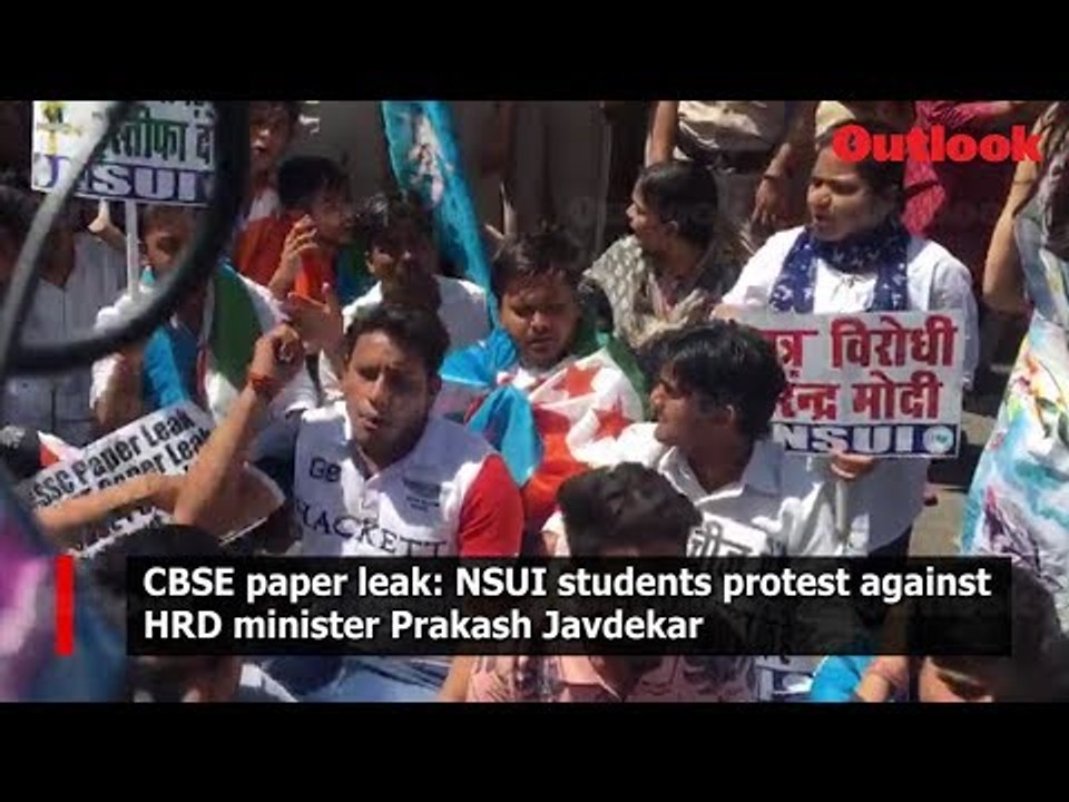 CBSE paper leak: NSUI students protest against HRD minister Prakash Javdekar