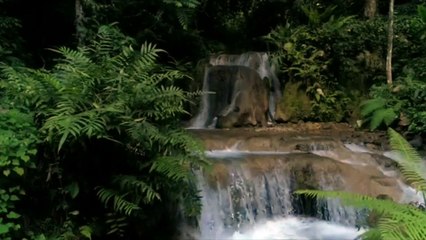 Instrument piano music with water flow sound for a relaxing