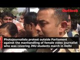 Journalists protest against alleged molestation and manhandling of female journalist by Delhi Police