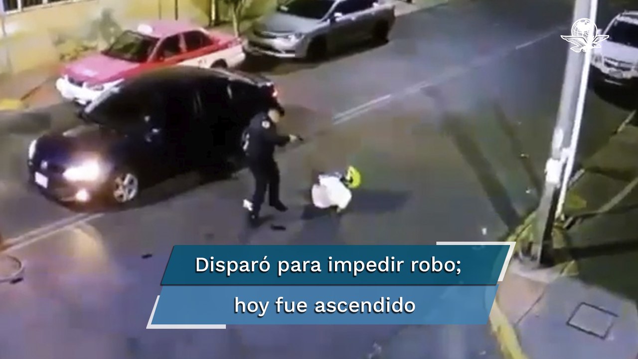 Ascienden al policía que frustró asalto en Iztacalco