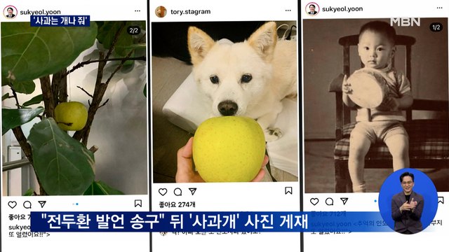 '전두환 옹호' 사과한 날 '개에게 주는 사과' SNS 사진…결국 폐쇄